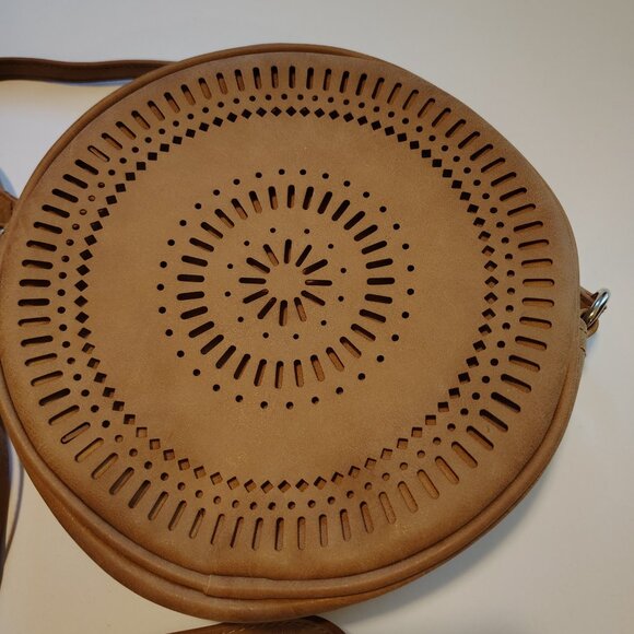 Boho Western Suede Crossbody Round Bag - Picture 2 of 9
